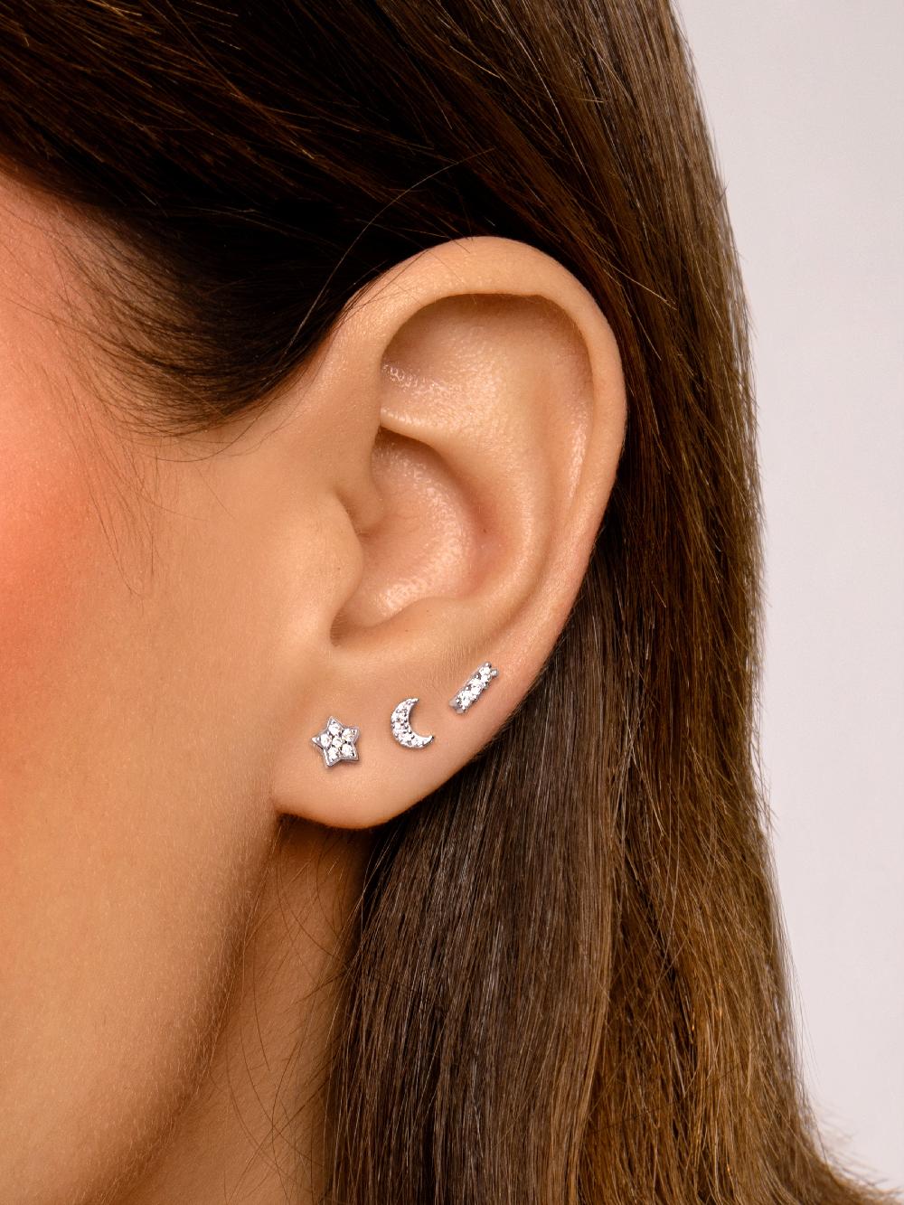 Singularu Pendiente Suelto Mini Moon Spark Plata