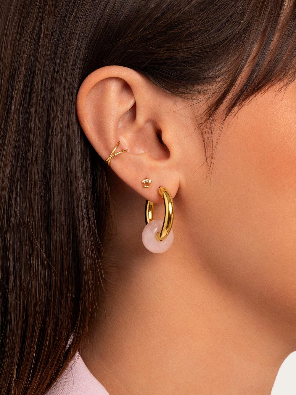 Singularu Pendiente Suelto Mini Paw Plata Baño Oro