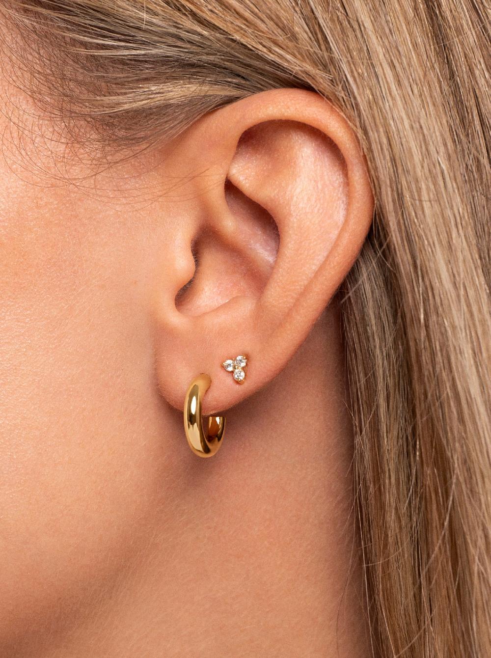 Singularu Pendiente Suelto Trébol Plata Baño Oro