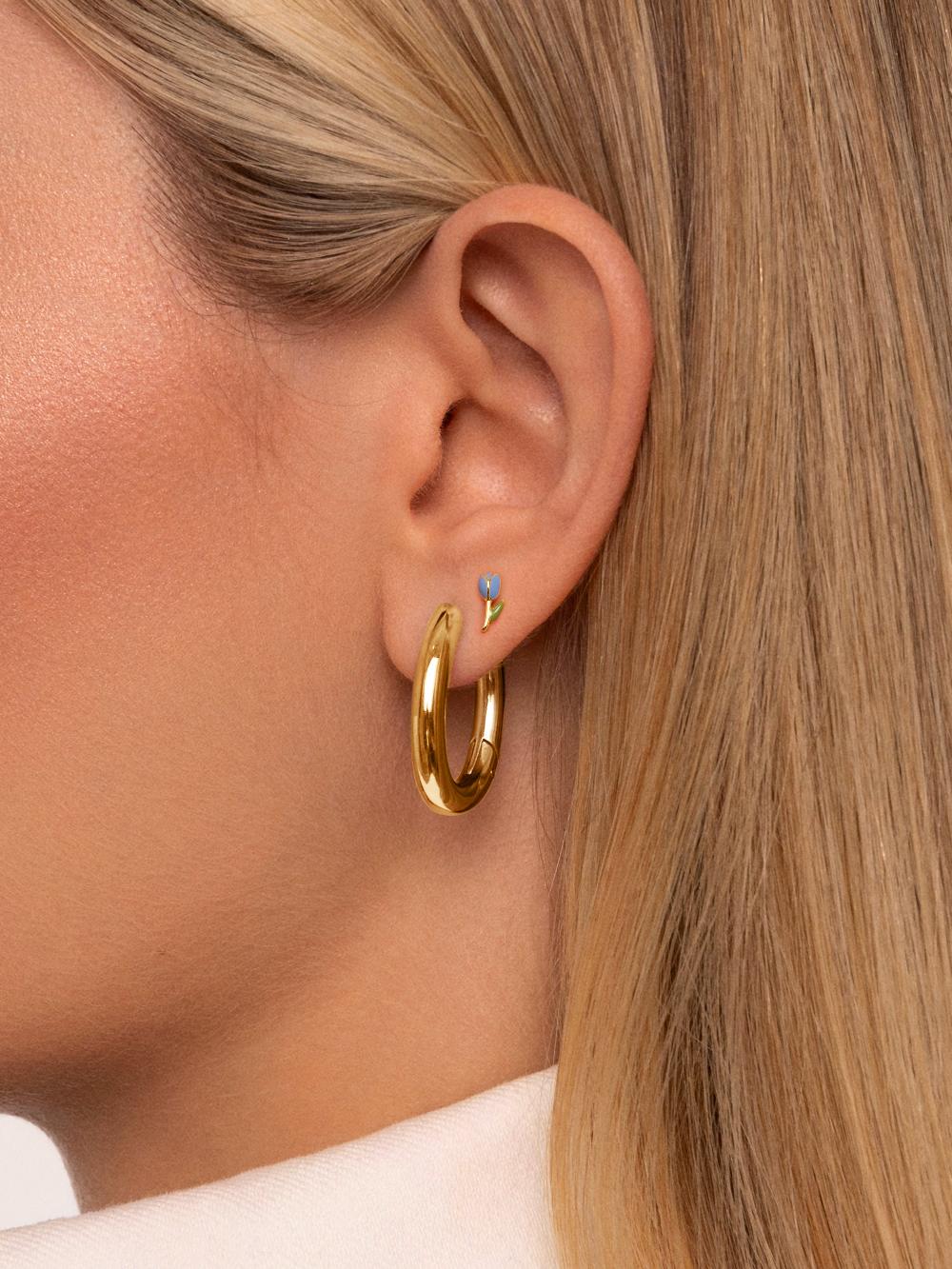 Singularu Pendiente Suelto Tulipán Plata Baño Oro