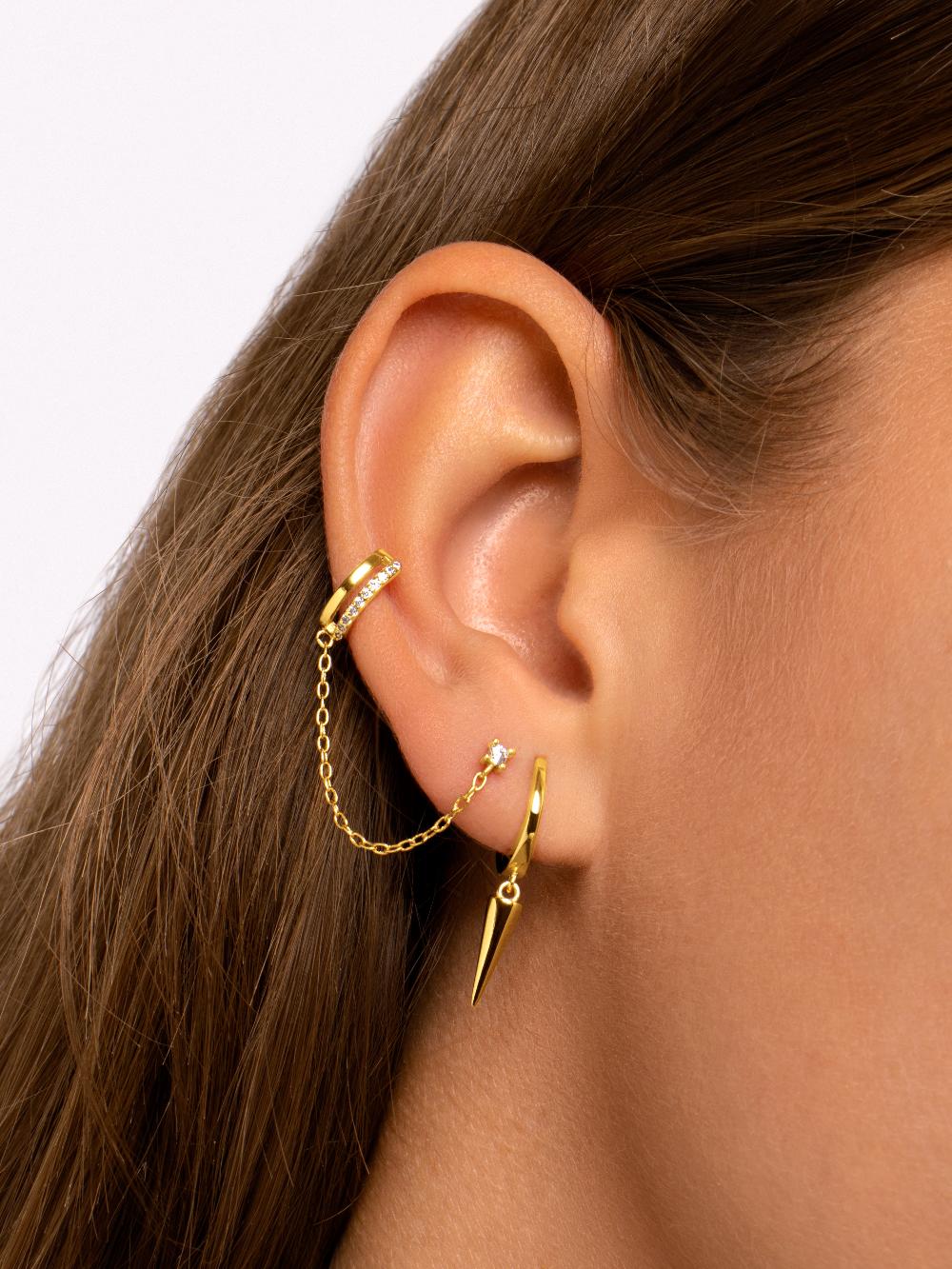 Singularu Pendiente Suelto Zoe Plata Baño Oro