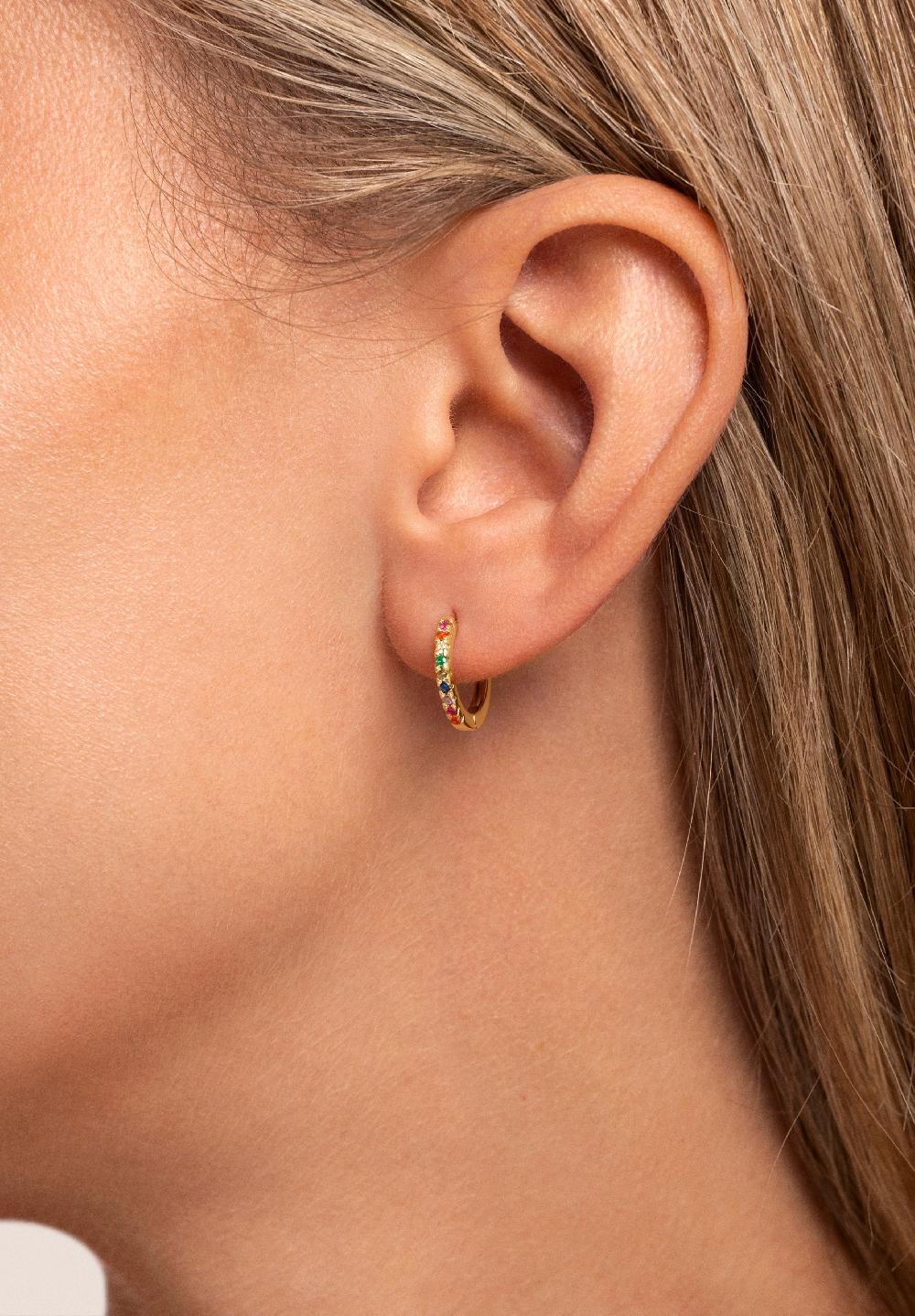 Singularu Pendientes Aro Colors Plata Baño Oro