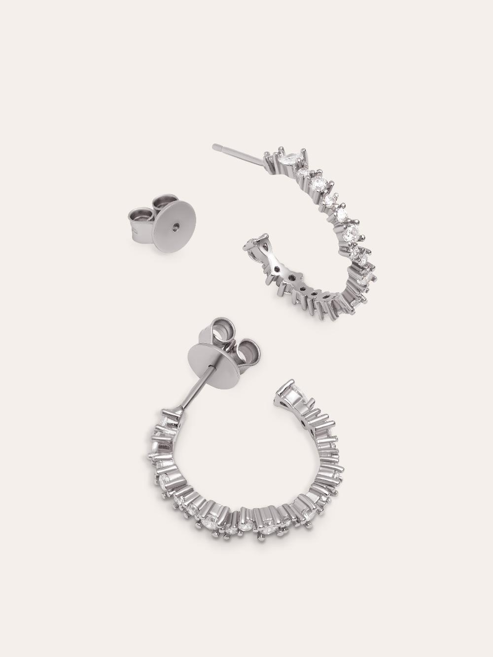 Singularu Pendientes Aro Estellar White Plata