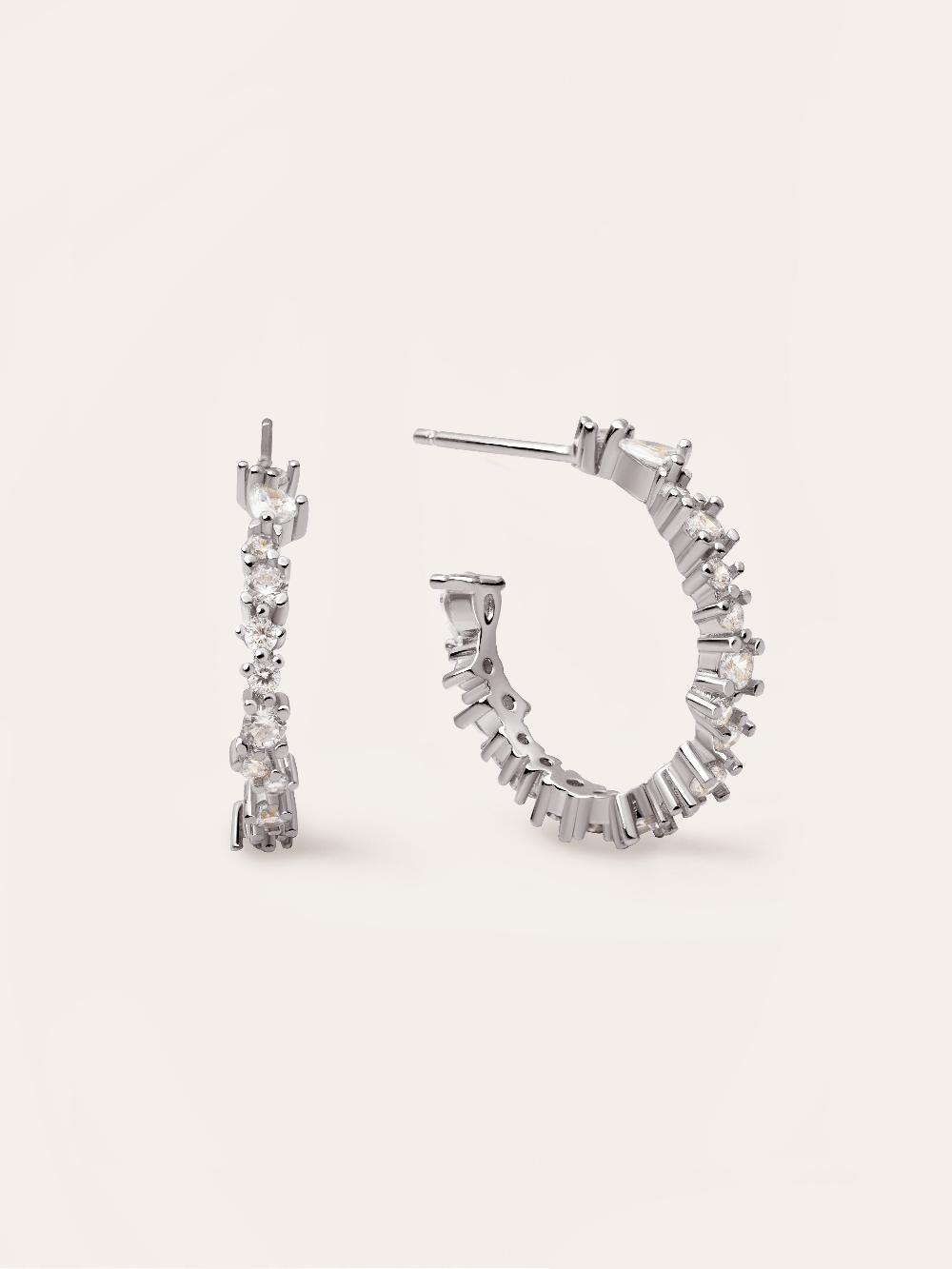 singularu Pendientes Aro Estellar White Plata