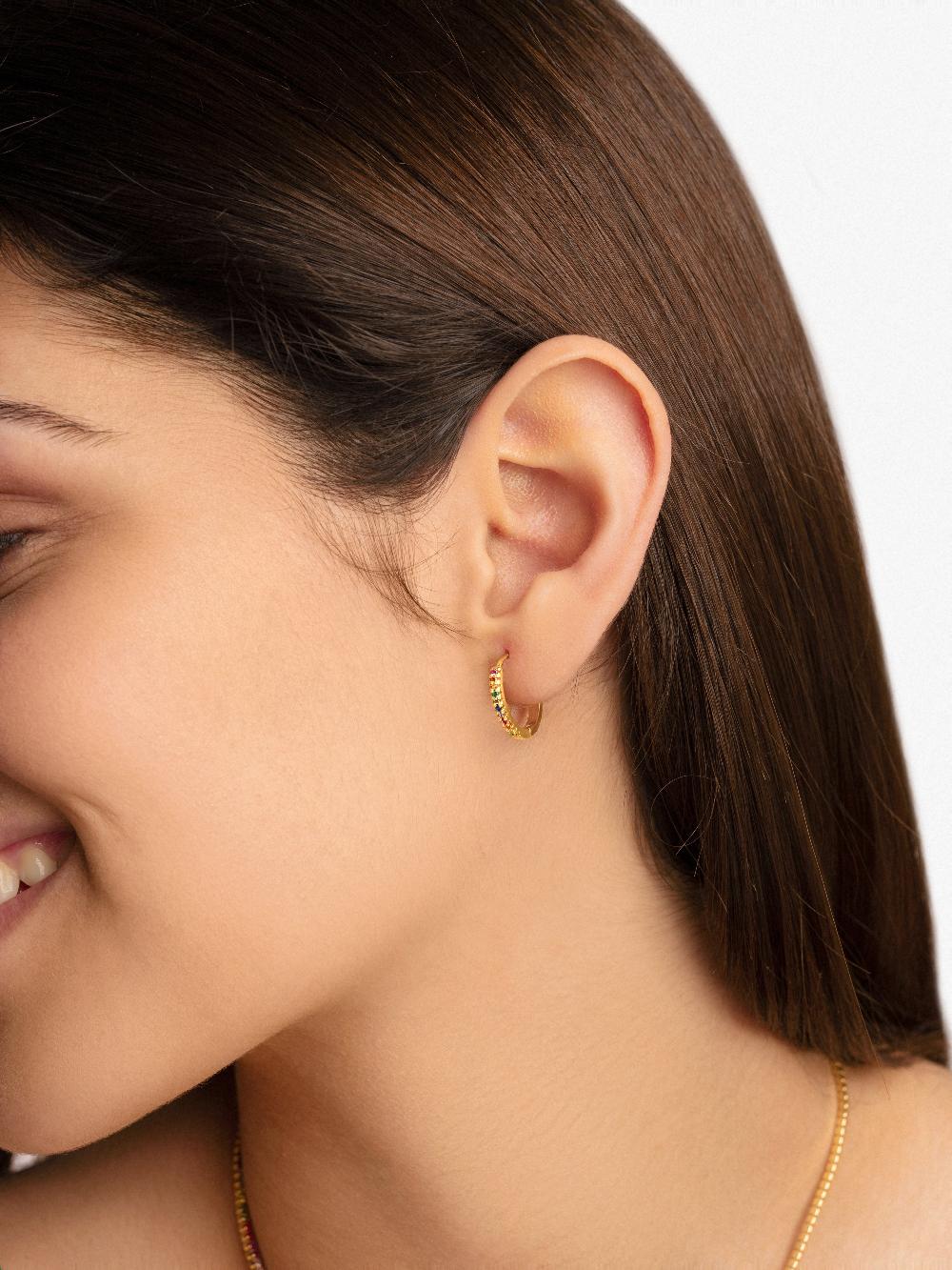 Singularu Pendientes Aro L Colors Plata Baño Oro