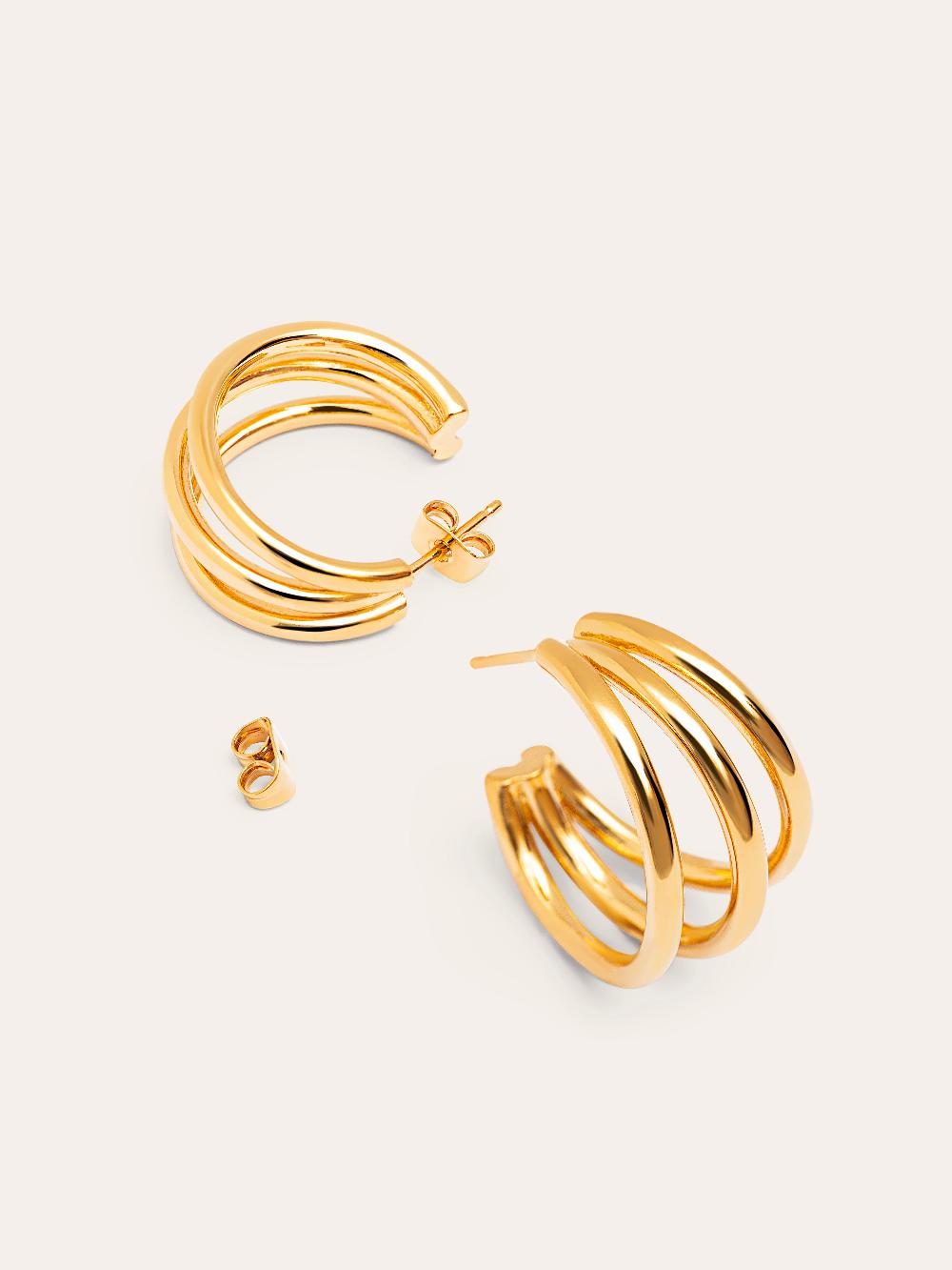 Singularu Pendientes Aro Triple Baño Oro
