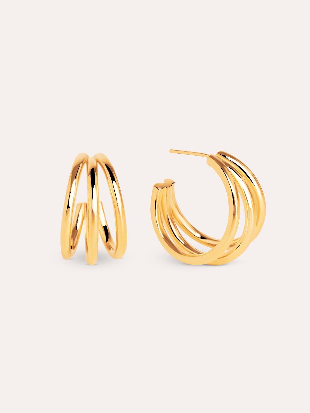 singularu Pendientes Aro Triple Baño Oro