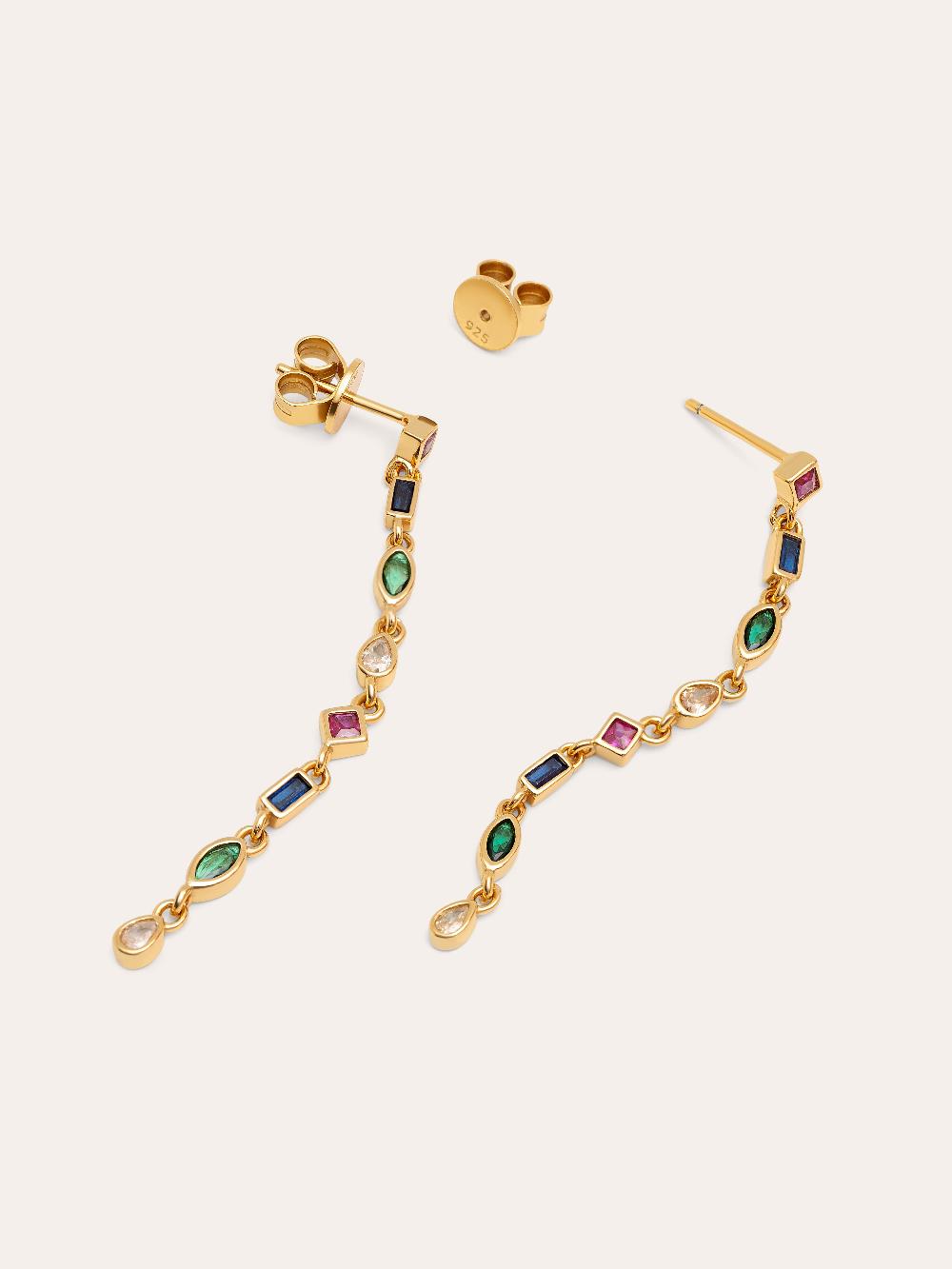 Singularu Pendientes Cascade Colors Plata Baño Oro