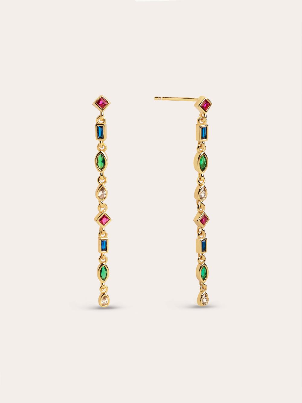 singularu Pendientes Cascade Colors Plata Baño Oro