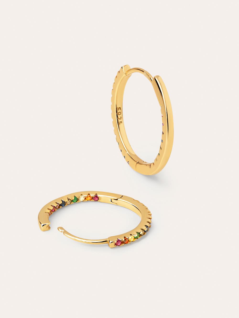 Singularu Pendientes Gleam Colors Plata Baño Oro