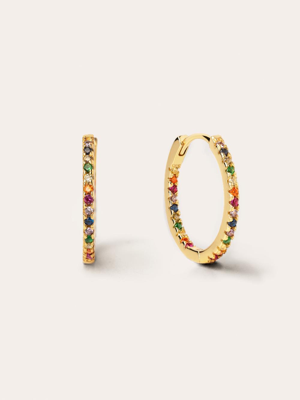 singularu Pendientes Gleam Colors Plata Baño Oro