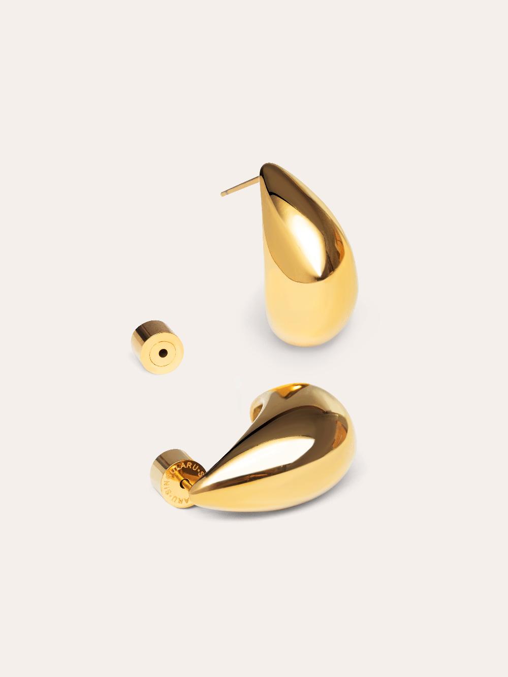 Singularu Pendientes Gota Acero Baño Oro