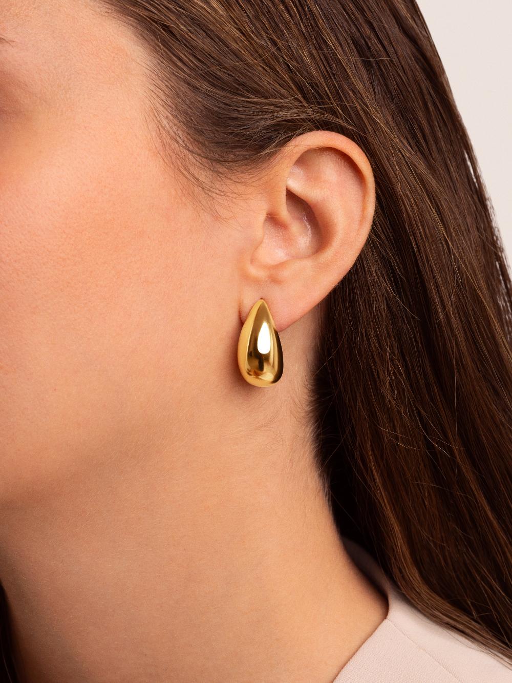 Singularu Pendientes Gota Acero Baño Oro