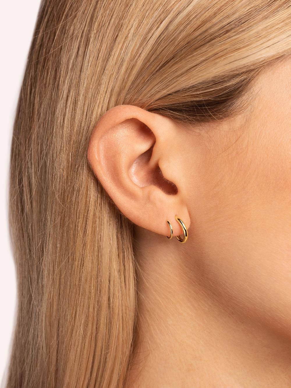 Singularu Pendientes Gota Spiral Plata Baño Oro