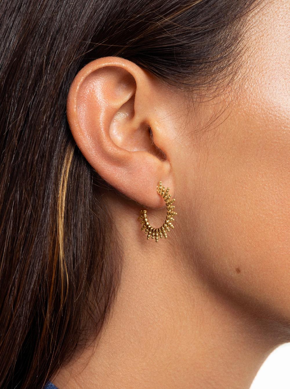 Singularu Pendientes Pebbles Sun Baño Oro