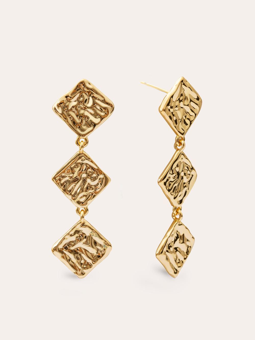 singularu Pendientes Rhomb Baño Oro