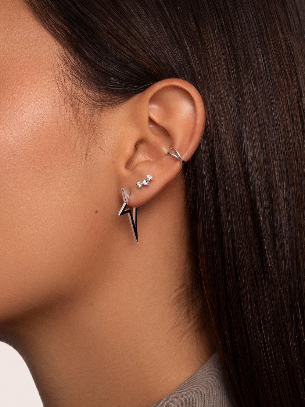 Singularu Pendientes Star Punk Plata