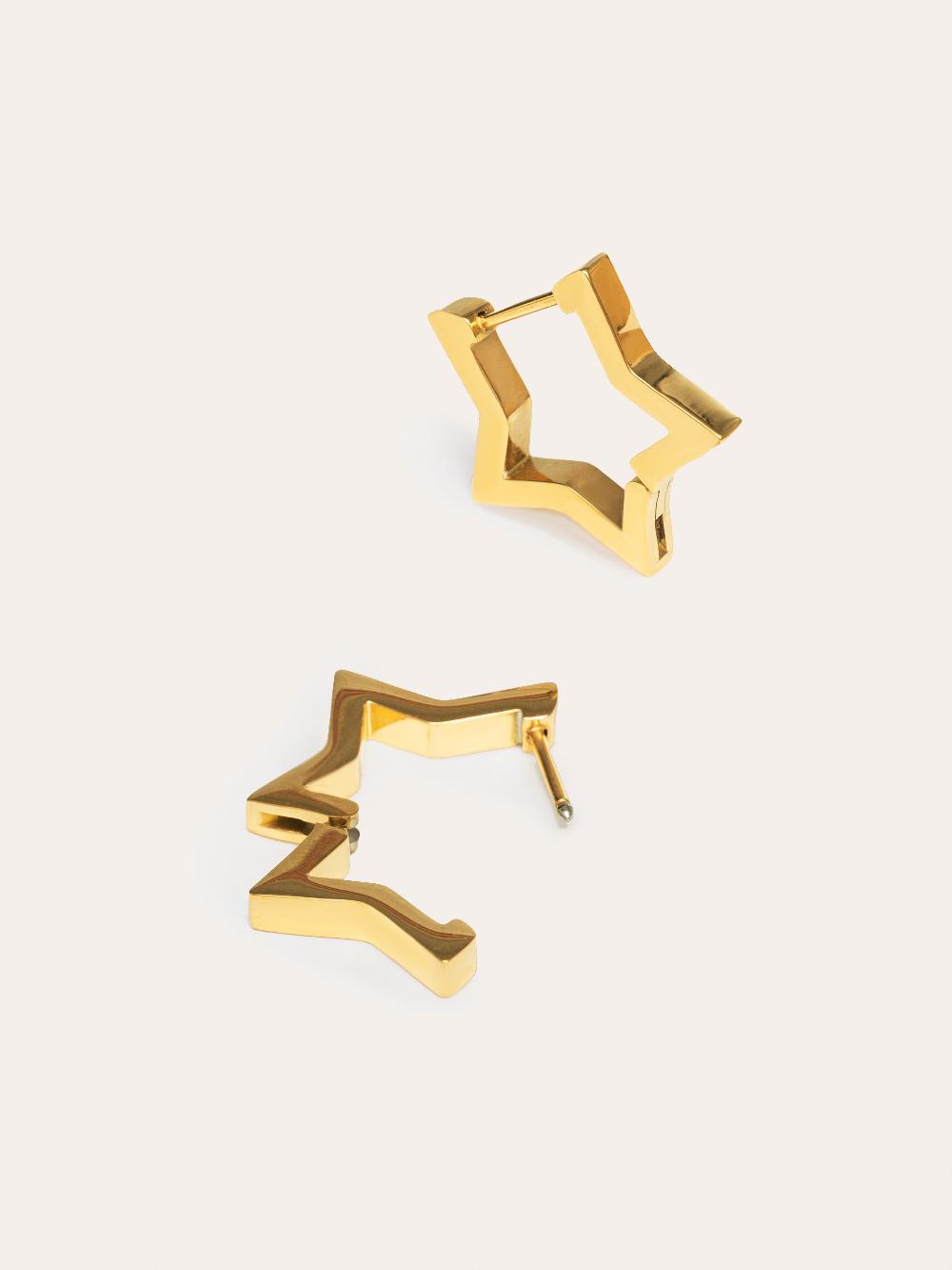 Singularu Pendientes Superstar Acero Baño Oro
