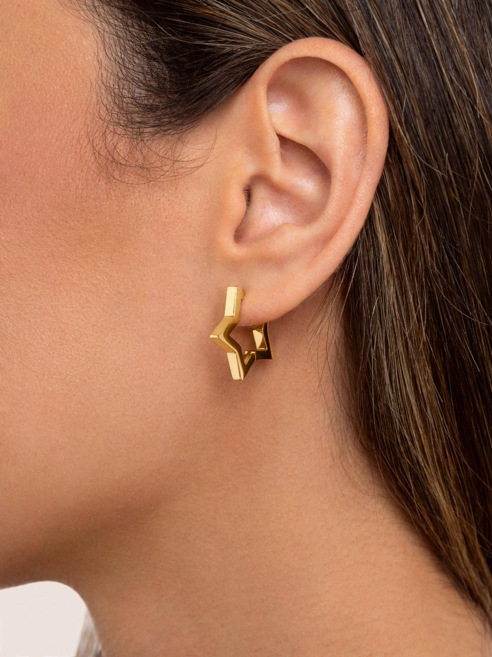 Singularu Pendientes Superstar Acero Baño Oro