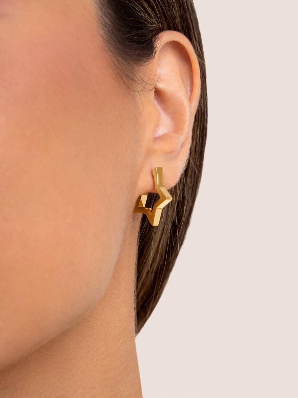 Singularu Pendientes Superstar Acero Baño Oro