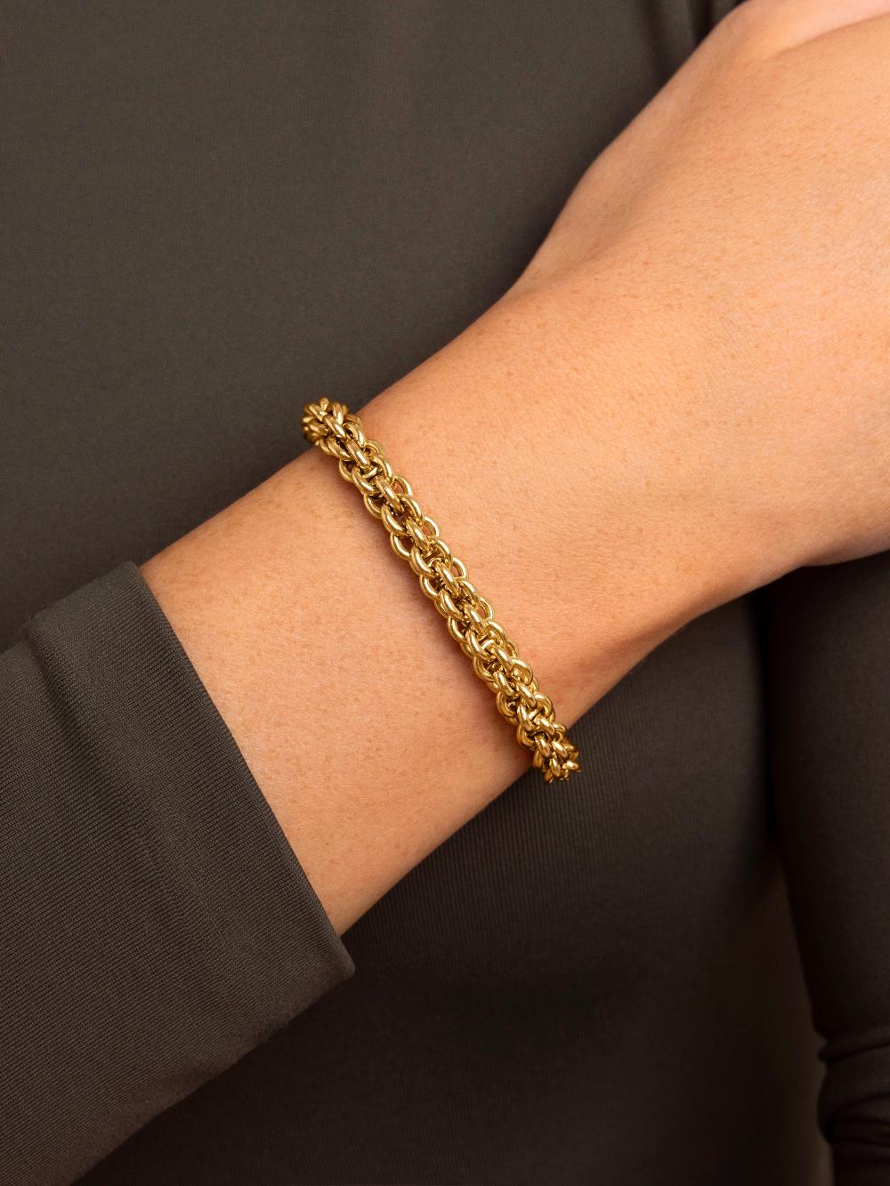 Singularu Pulsera Big Rope Acero Baño Oro