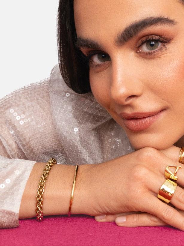 Singularu Pulsera Big Rope Acero Baño Oro