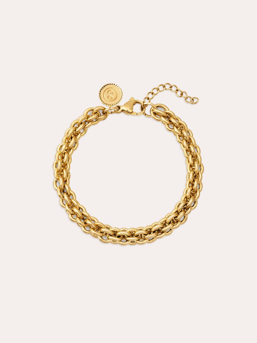 singularu Pulsera Big Rope Acero Baño Oro
