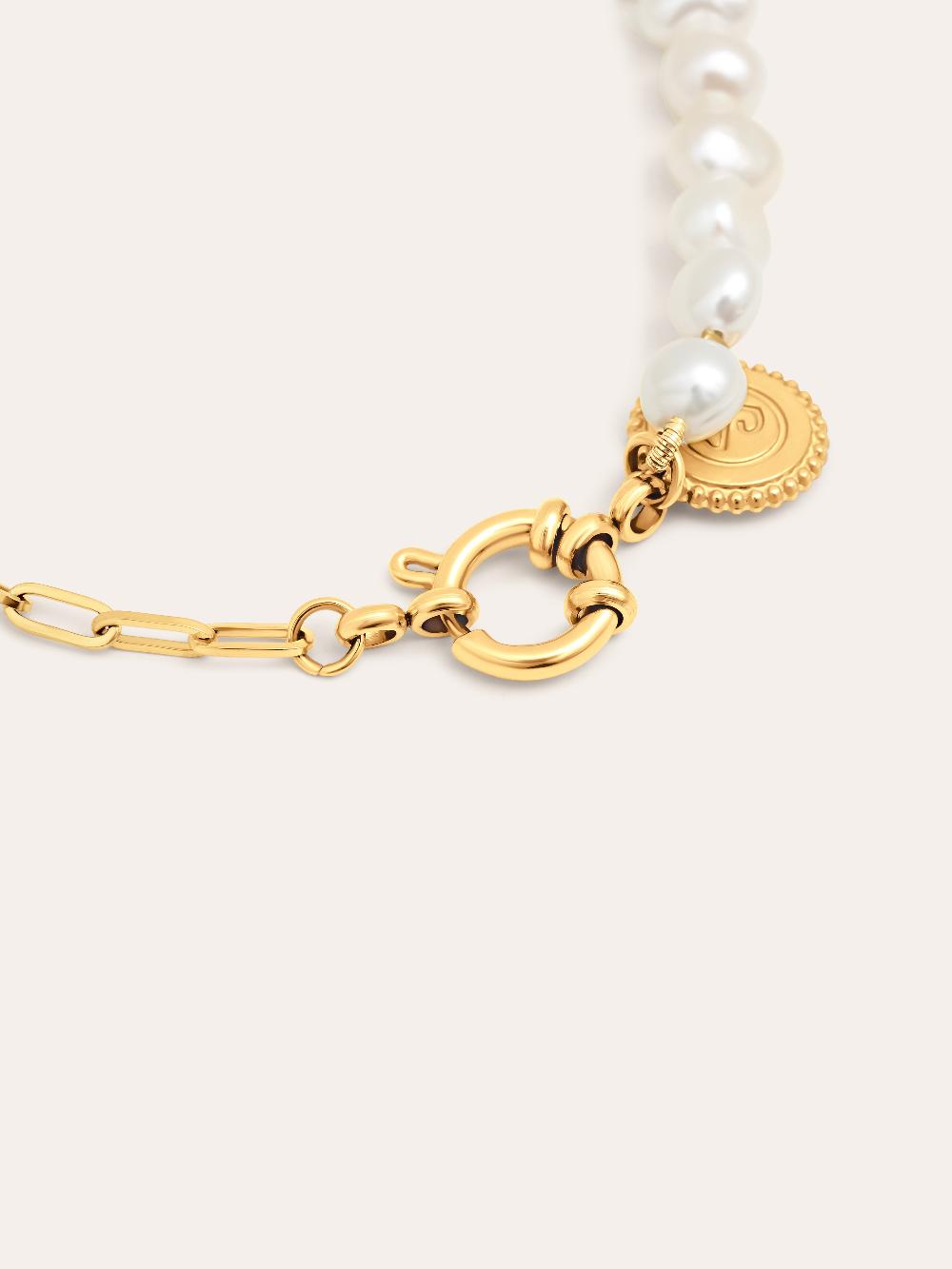 Singularu Pulsera Chic Pearl Acero Baño Oro