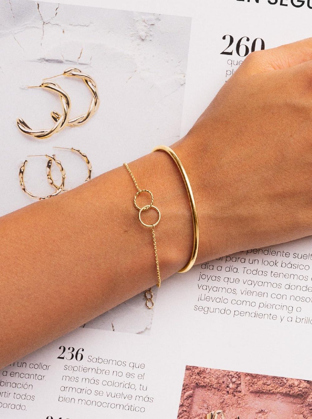 Singularu Pulsera Circles Twist Baño Oro