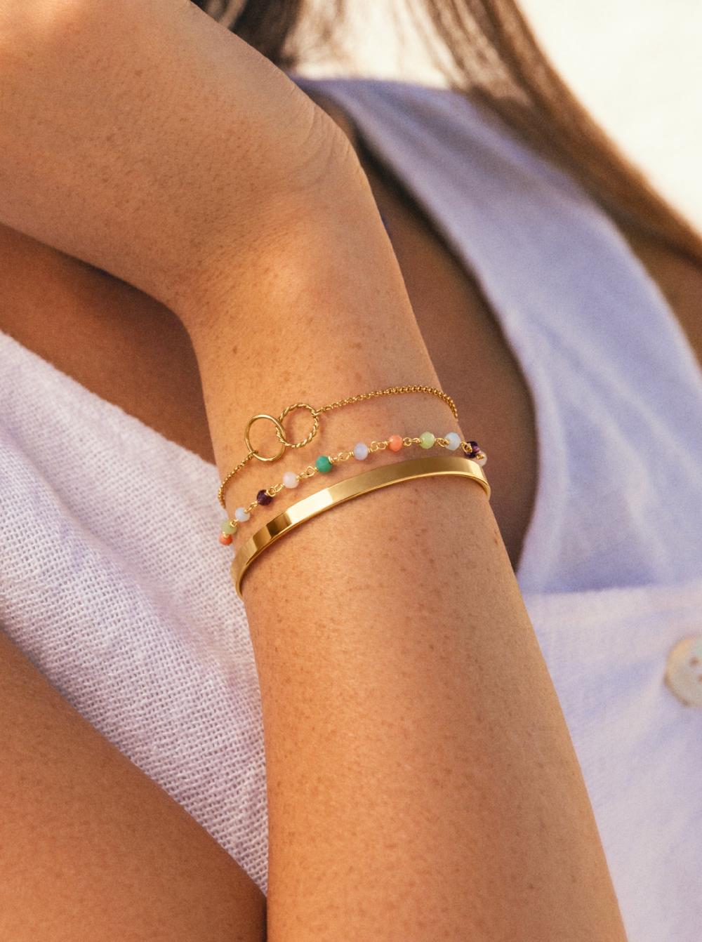 Singularu Pulsera Crystals Colors Plata Baño Oro