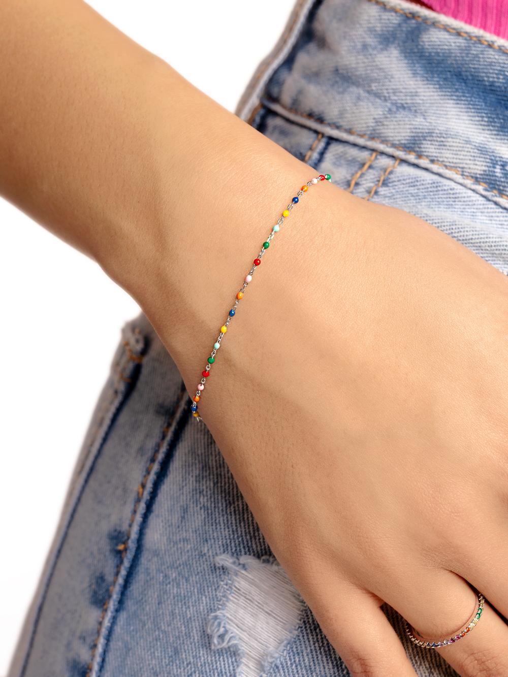 Singularu Pulsera Dots Colors Enamel Plata