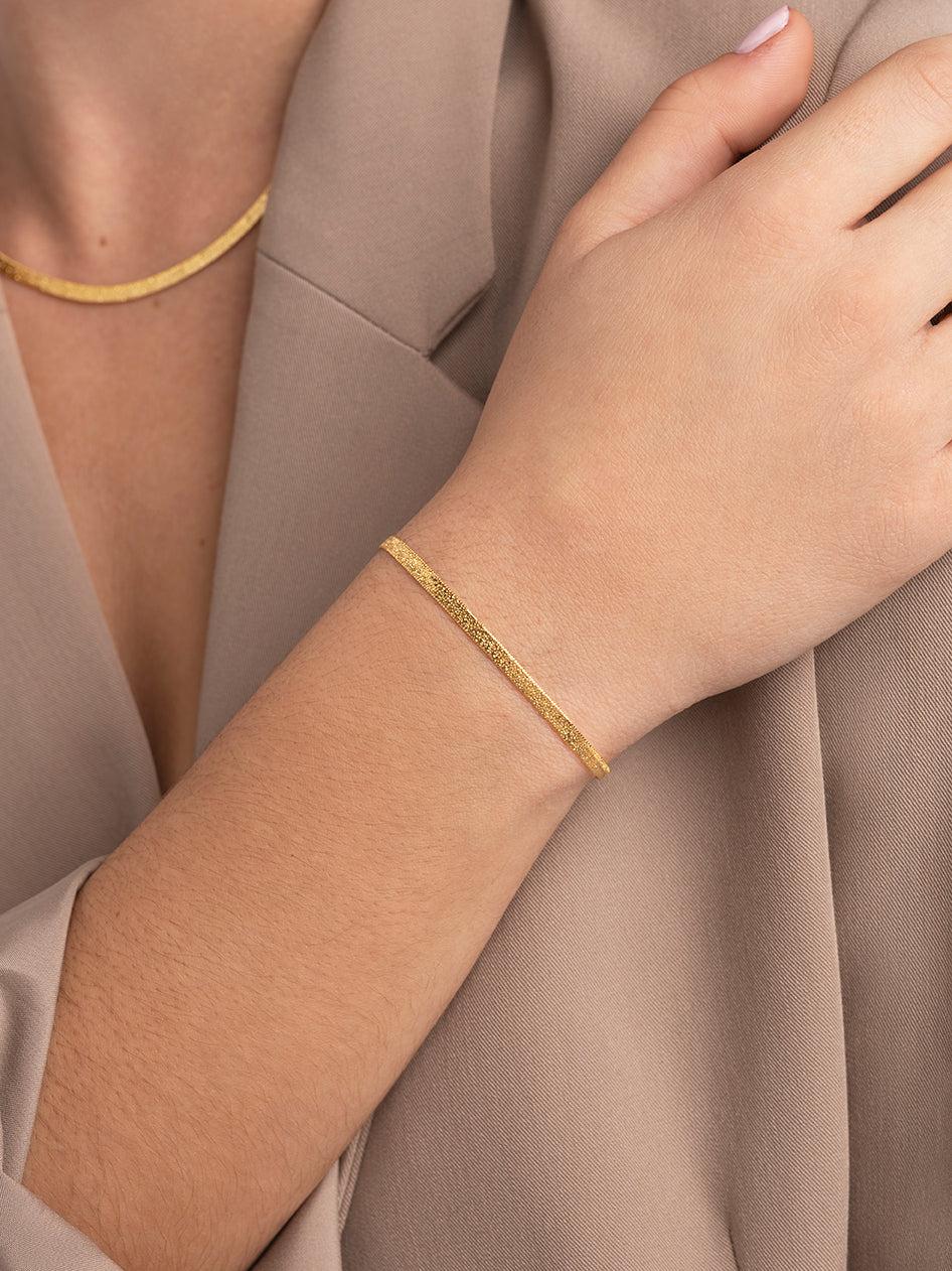 Singularu Pulsera Lisse Sparkling Baño Oro