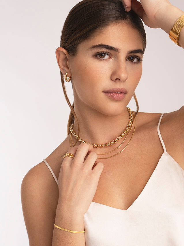 Singularu Pulsera Lisse Sparkling Baño Oro