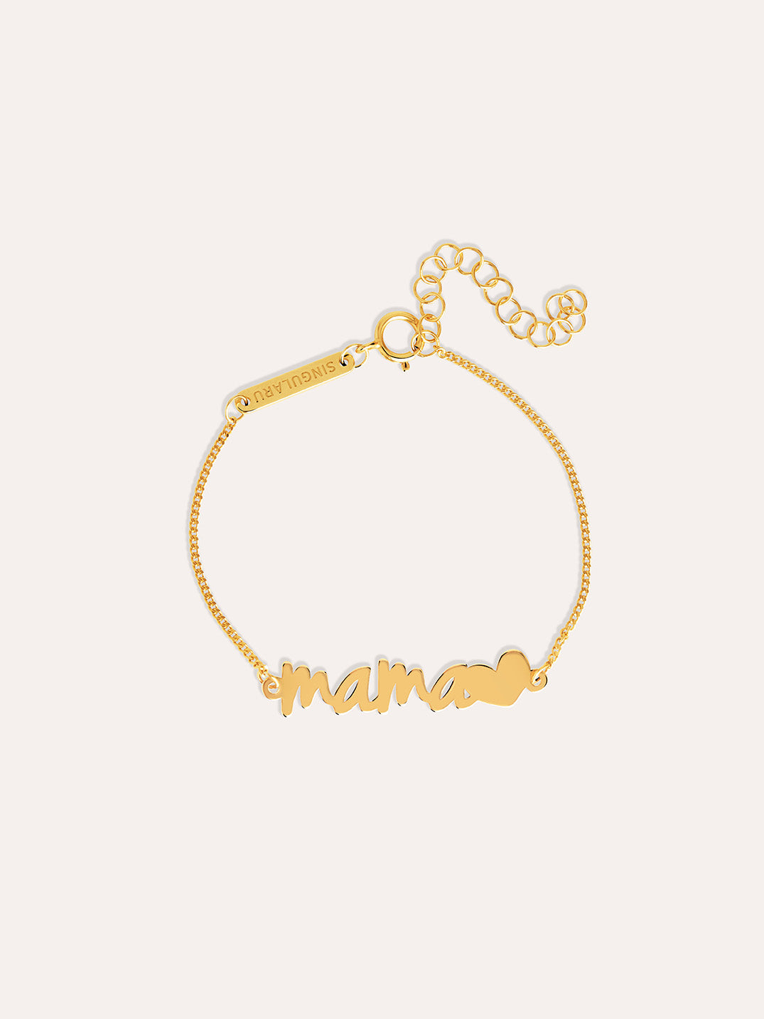 singularu Pulsera Mamá Heart Plata Baño Oro