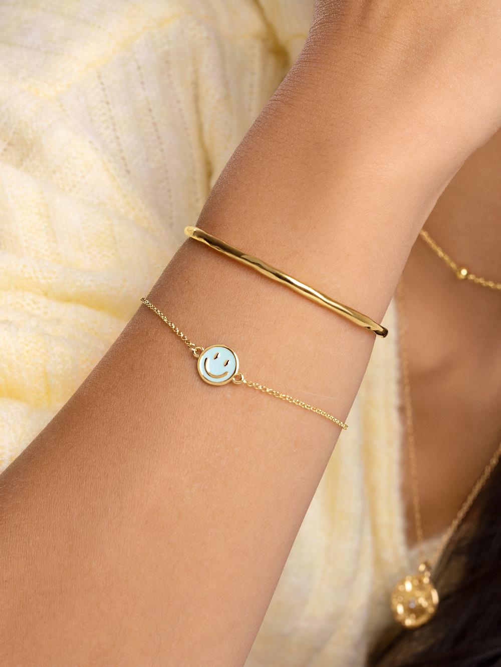 Singularu Pulsera Smiley Sky Enamel Baño Oro