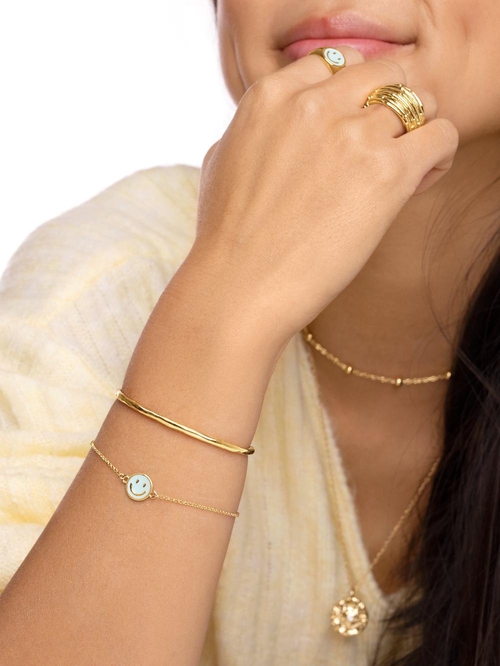 Singularu Pulsera Smiley Sky Enamel Baño Oro