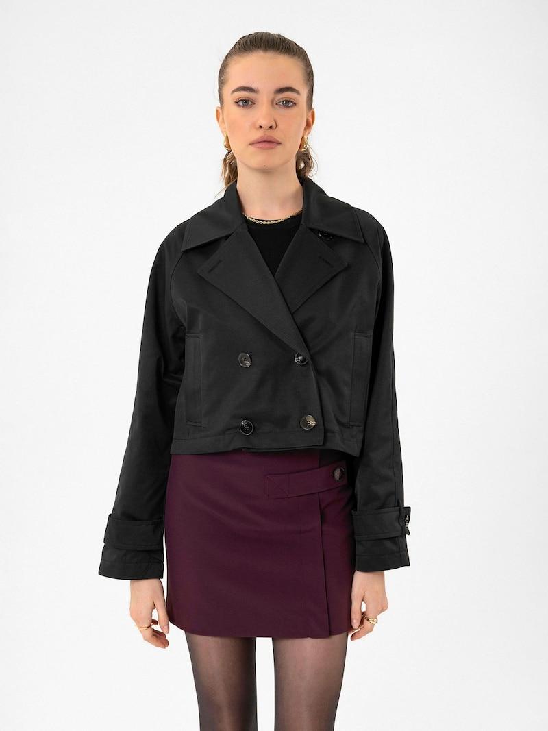 Sinned X About You Abrigo De Entretiempo 'Angela' Antioch En Negro