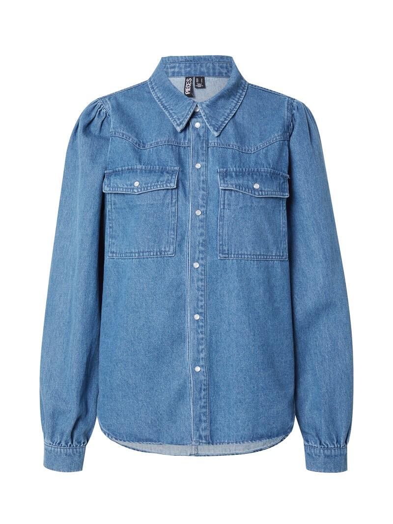 sinned x about you Blusa 'PCPAULA' PIECES en Azul Denim