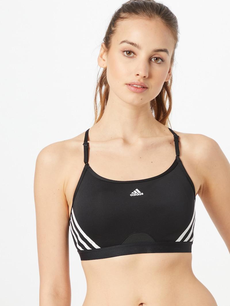 Sinned X About You Bustier Sujetador Deportivo 'Aeroreact Light-Support 3-Stripes' ADIDAS SPORTSWEAR En Negro