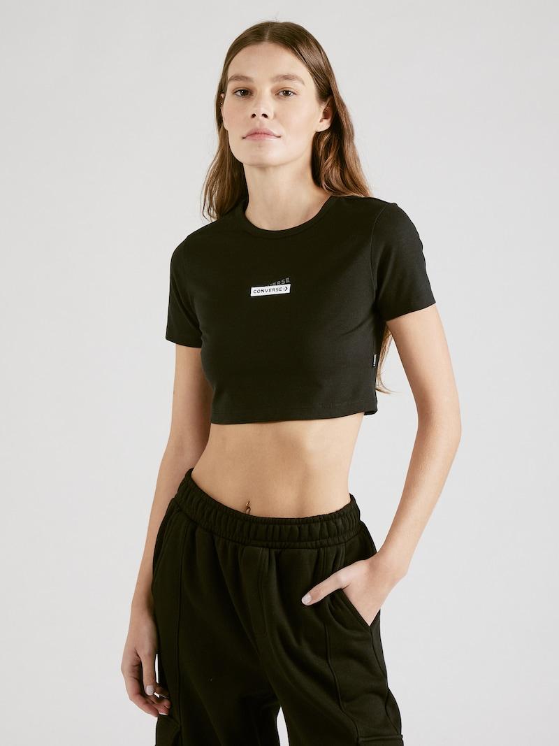 Sinned X About You Camiseta 'SPRING BLOOMS' CONVERSE En Negro