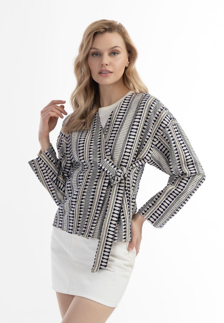 Sinned X About You Cárdigan DreiMaster Vintage En Navy Blanco Lana