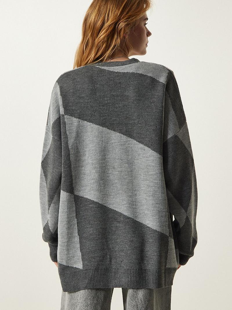 Sinned X About You Cárdigan Talla Grande Happiness İstanbul En Grafito Gris Moteado