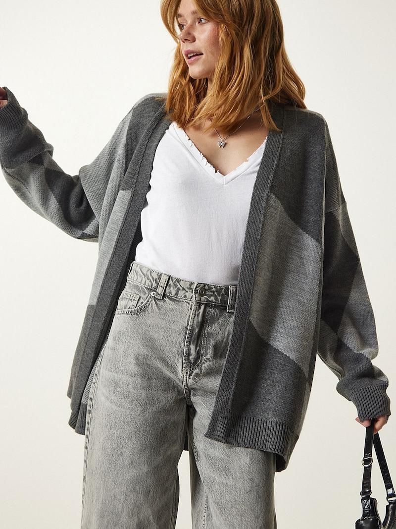 Sinned X About You Cárdigan Talla Grande Happiness İstanbul En Grafito Gris Moteado