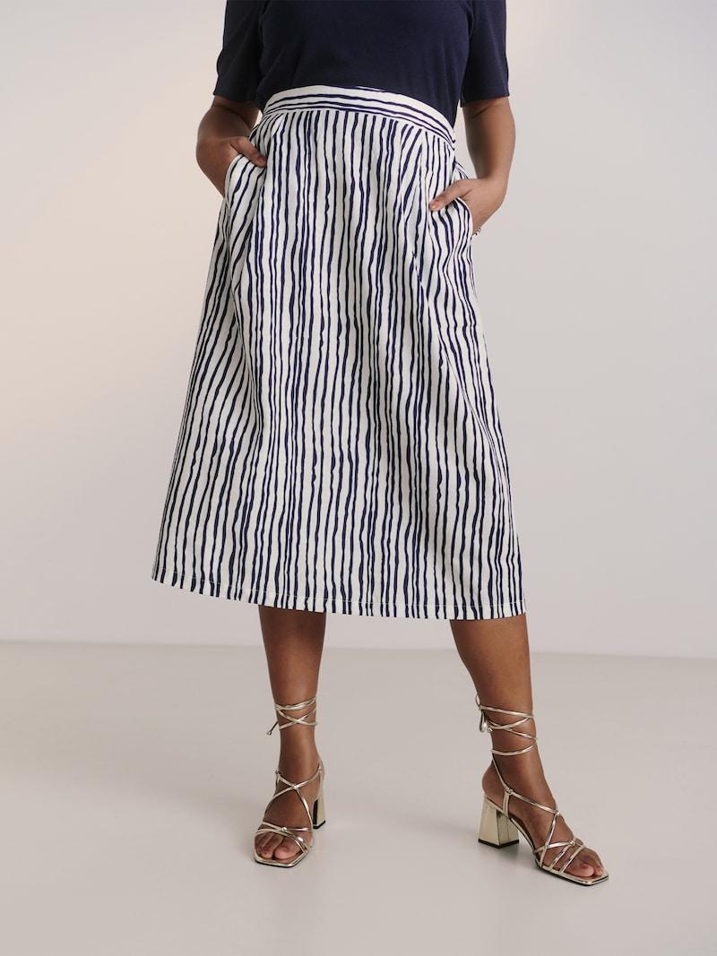 Sinned X About You Falda 'Dakota' Guido Maria Kretschmer Curvy En Navy Blanco