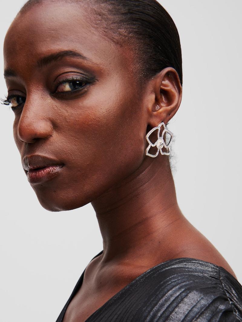 Sinned X About You Pendientes ' AUTOGRAPH FLOWER ' Karl Lagerfeld En Plata