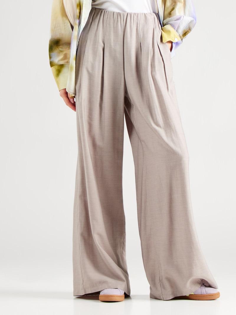 Sinned X About You Pierna Ancha Pantalón Plisado 'VIARIKA' VILA En Taupe