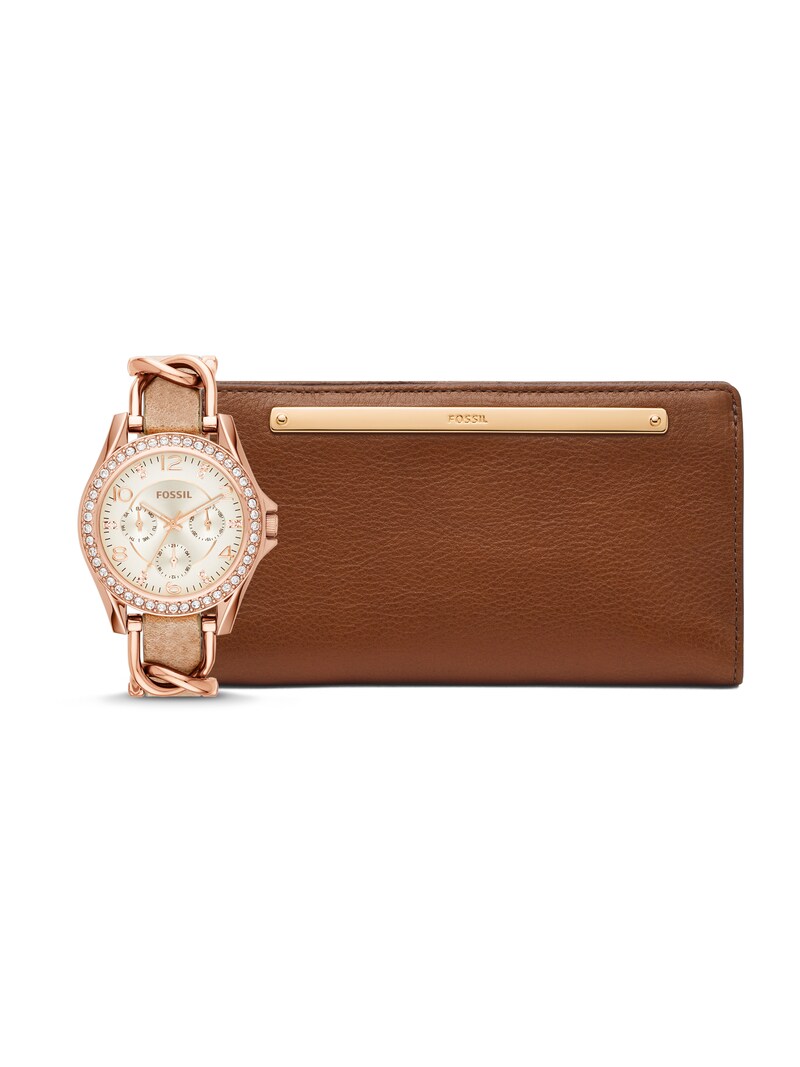 sinned x about you Reloj analógico 'Riley WATCH +PURSE' FOSSIL en Oro Rosa