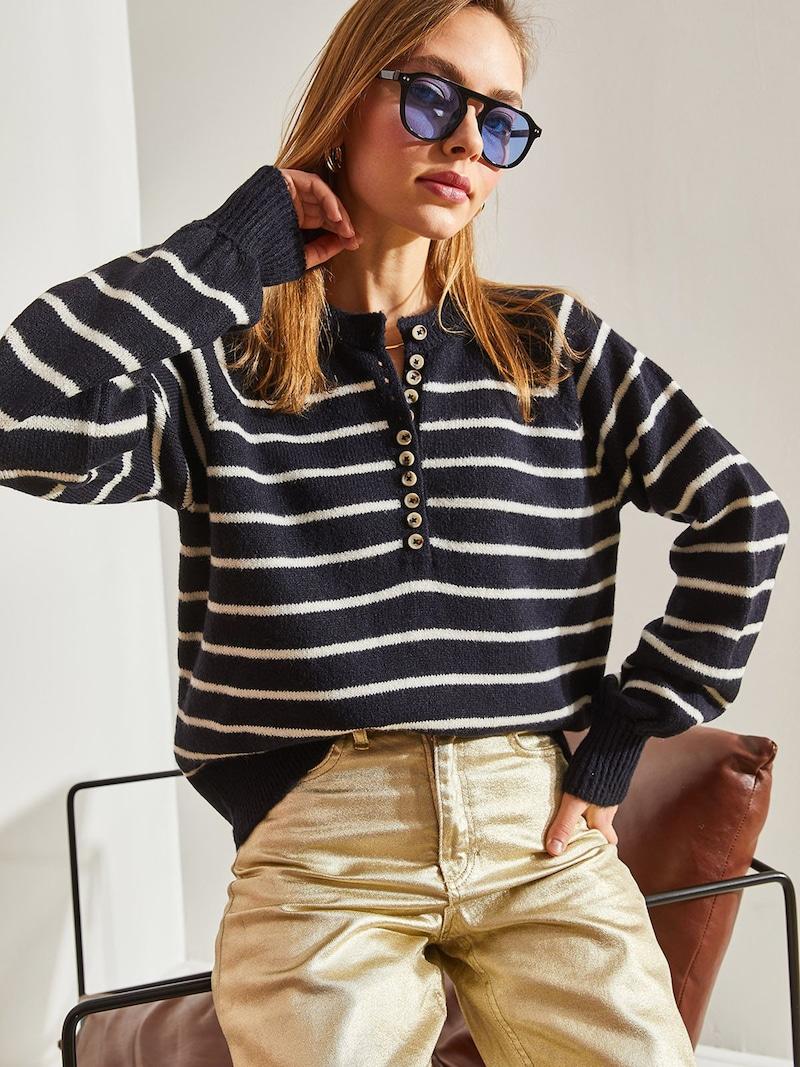 Sinned X About You Jersey Bianco Lucci En Navy