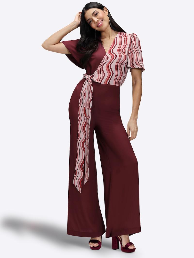 Sinned X About You Jumpsuit HotSquash En Borgoña