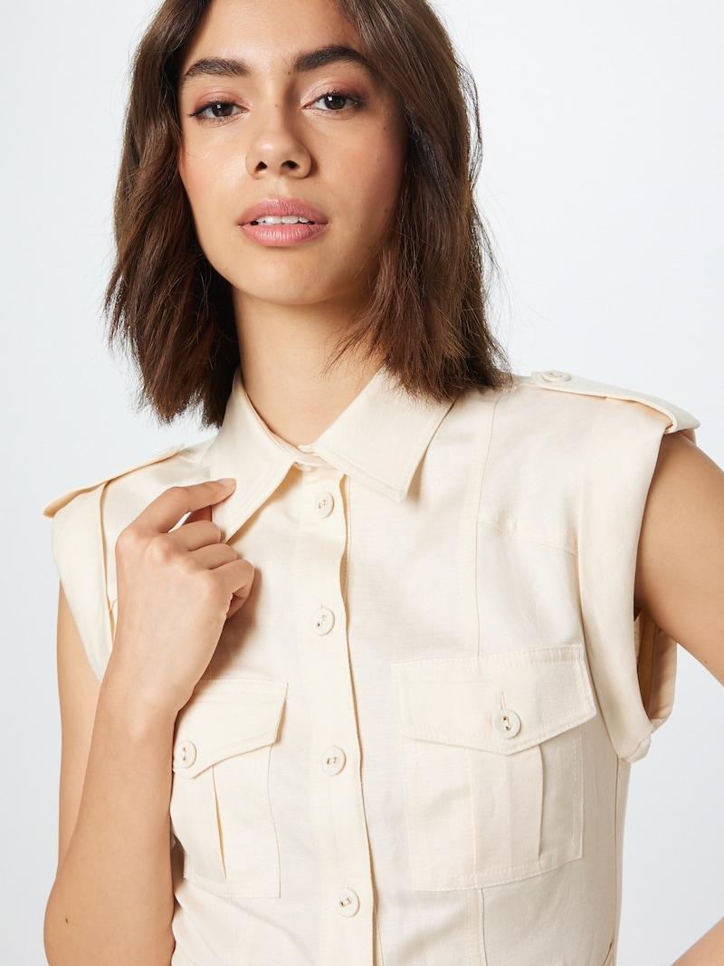 Sinned X About You Vestido Camisero Karen Millen En Crema